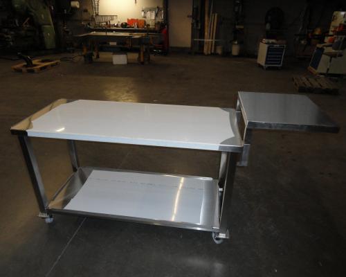 Industrie - Werktafel - Mobiele slachttafel met verhoog - Inox